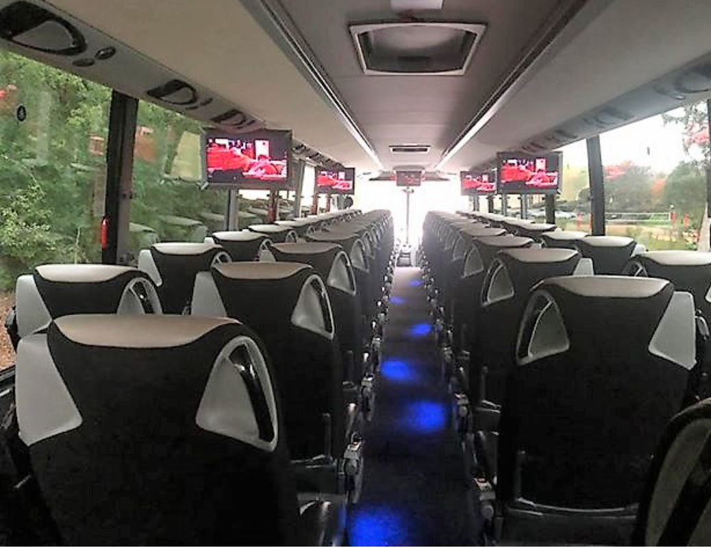 Coach Bus Chicago, Shuttle Bus Chicago, Party Bus Hawthorne Global Aviation, Transportation to Chicago, Inside Coach Bus Chicago, Interior Shuttle Bus Chicago, Book, Hire, Rent, Reserve