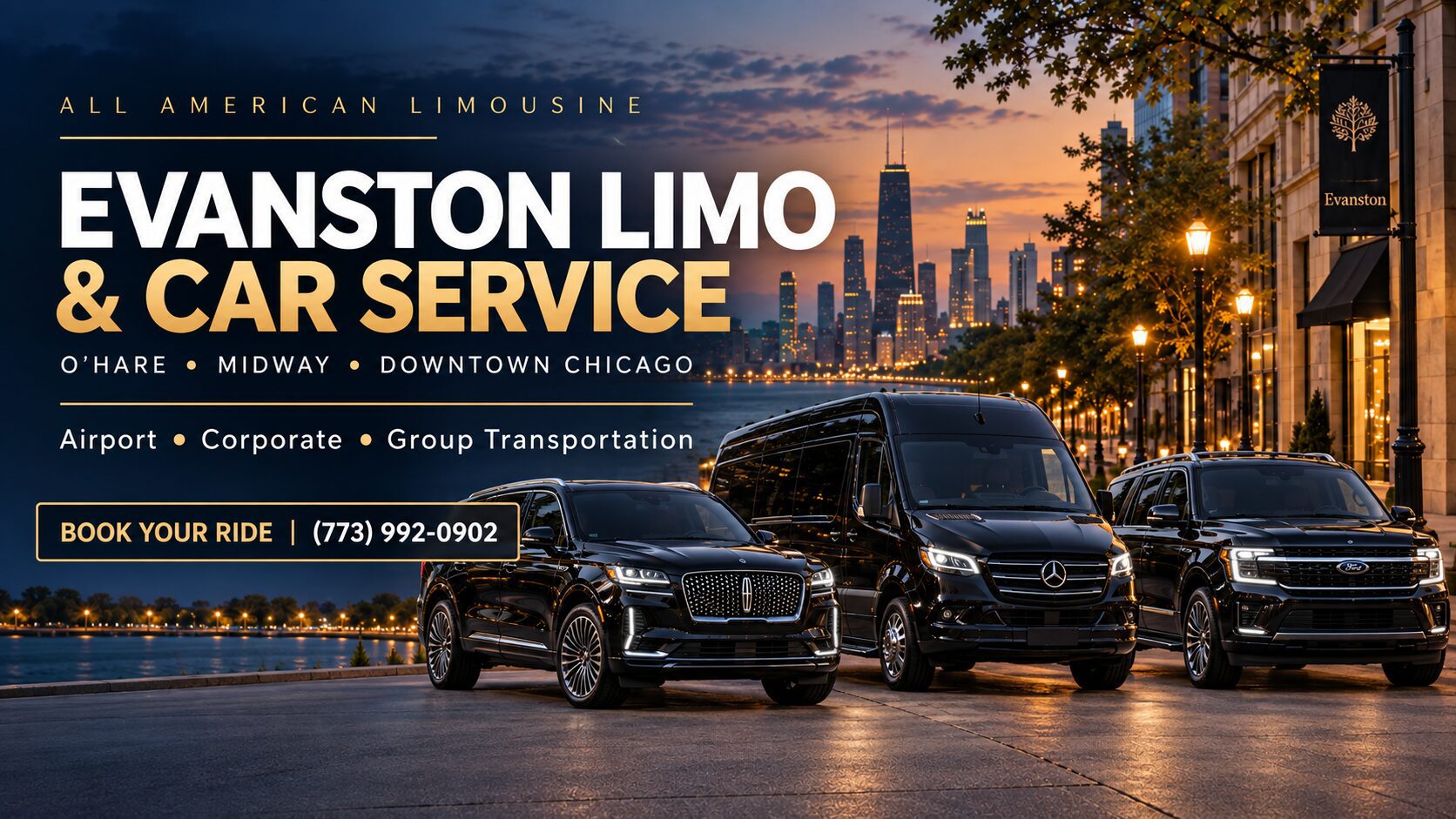 Evanston Limo Service & Car Service to O'Hare, Midway Downtown Chicago