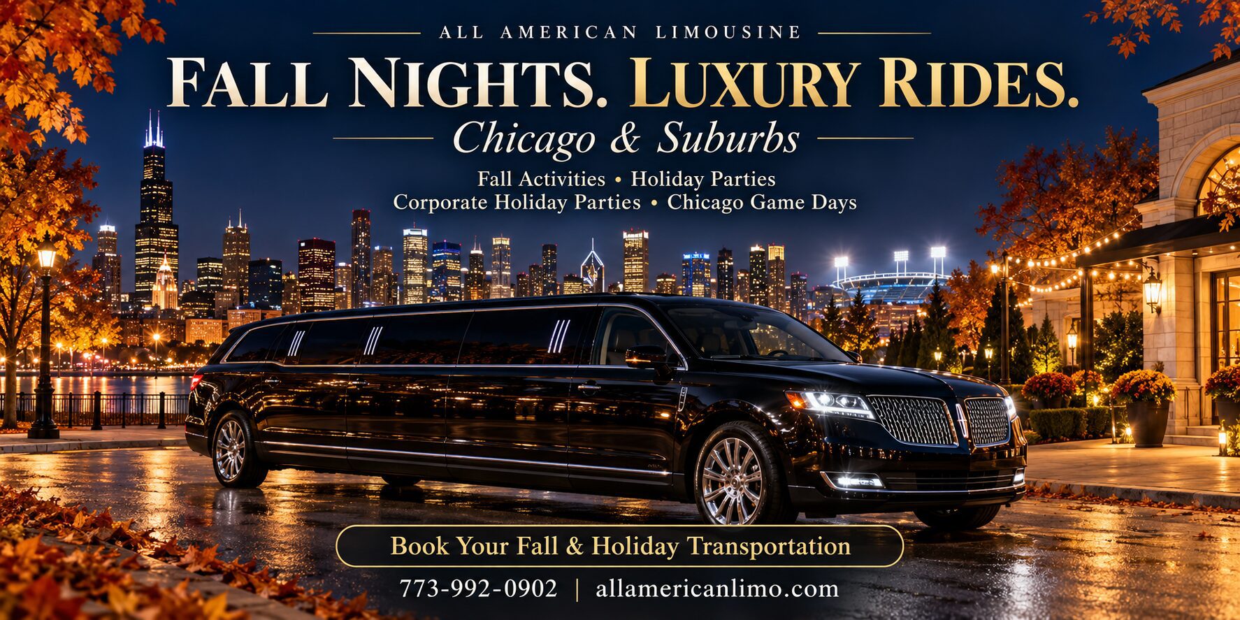 Fall Nights Luxury Rides Chicago Suburbs Black Stretch Limousine
