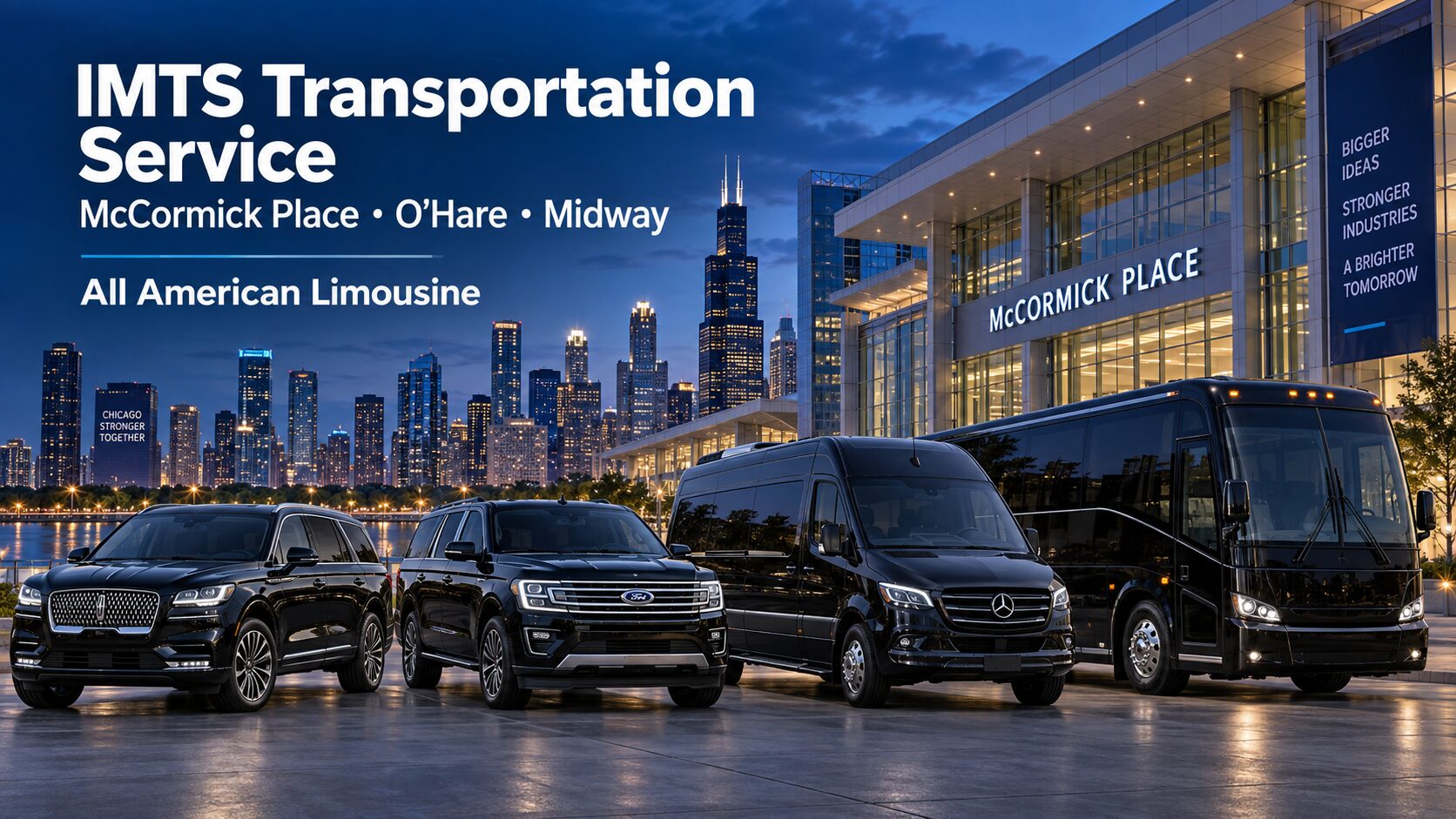 IMTS Transportation Service in Chicago, McCormick Place from O’Hare Airport, Midway Airport, Downtown Chicago Hotels