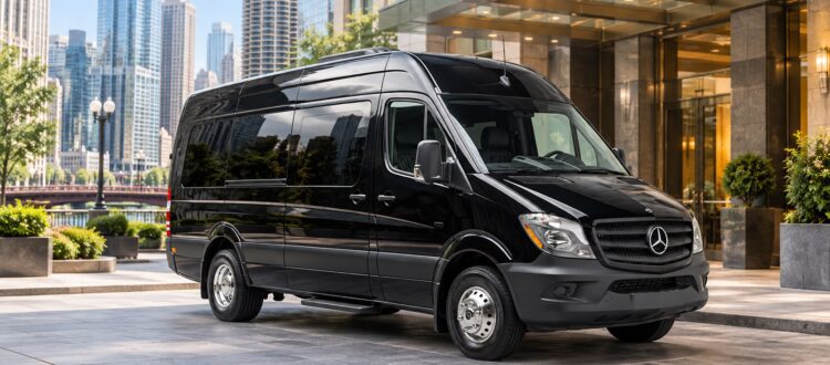 Black Mercedes Sprinter at Chicago hotel-1