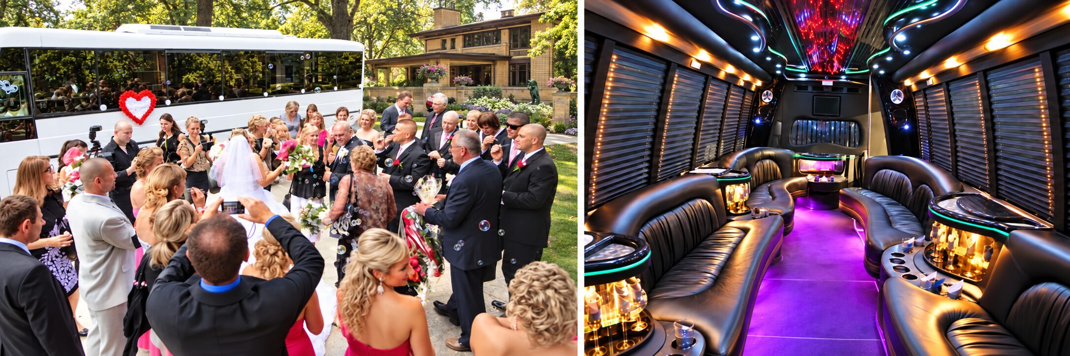 Oak Park wedding Shuttle Bus and limousine with Party Bus Oak Park transportation