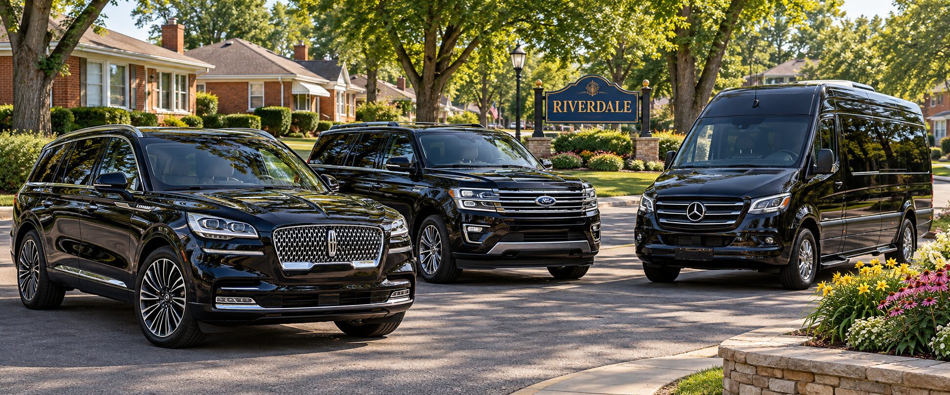 Riverdale Luxury Fleet on a Leafy Street